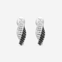 ASSAEL - Black & White Diamond Hoop Earrings; Black Diamonds1.93 cts, Rd Diamonds 1.91 cts, 18KW - E6792 - THE SOLIST