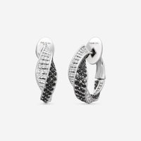 ASSAEL - Black & White Diamond Hoop Earrings; Black Diamonds1.93 cts, Rd Diamonds 1.91 cts, 18KW - E6792 - THE SOLIST
