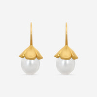 ASSAEL - South Sea Cultured Pearl Earrings; 2 Drop Pearls 15.1 x 12.4mm, Fancy Earring Wire,20K YG - E7083 - THE SOLIST