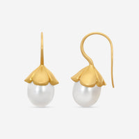 ASSAEL - South Sea Cultured Pearl Earrings; 2 Drop Pearls 15.1 x 12.4mm, Fancy Earring Wire,20K YG - E7083 - THE SOLIST