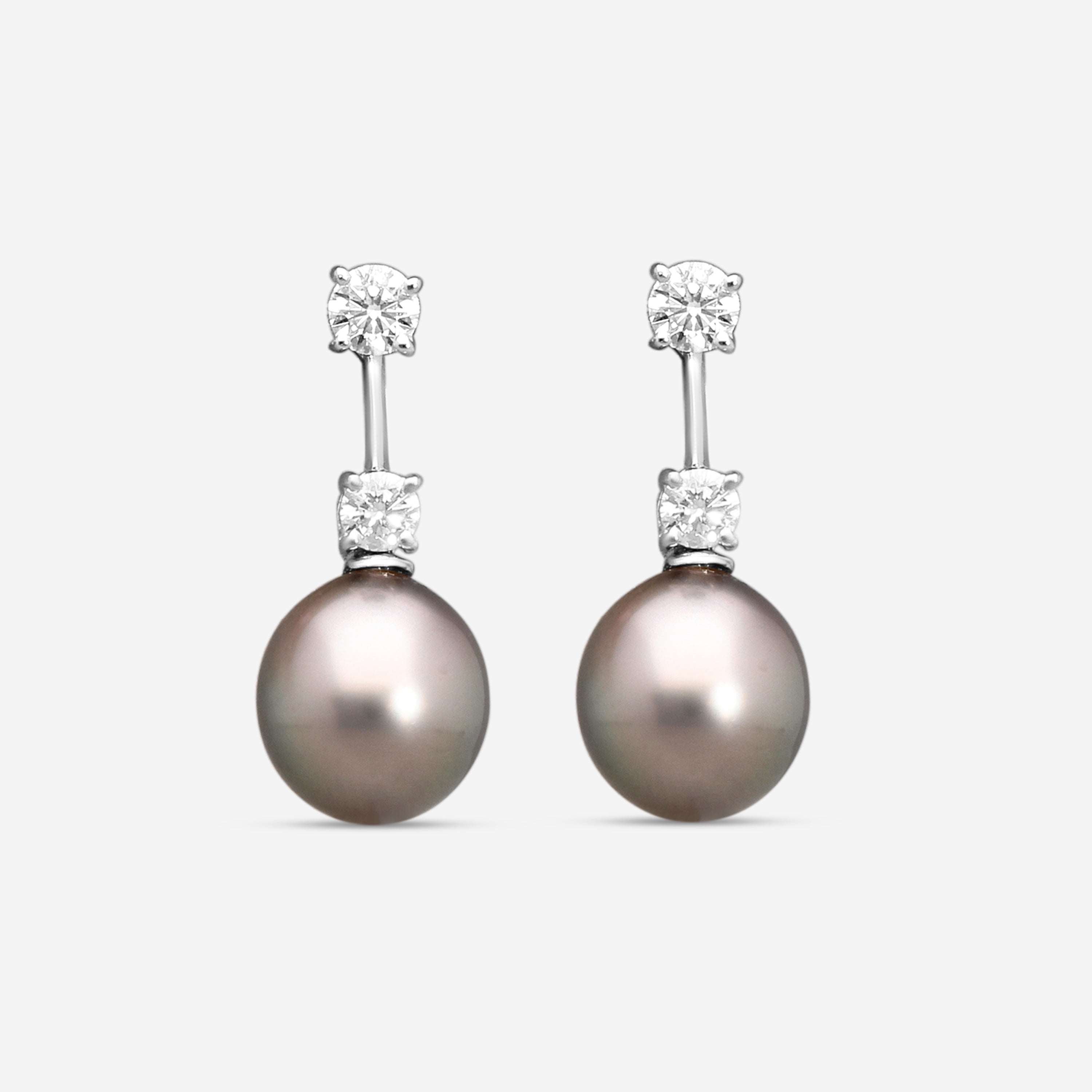 Assael 18K White Gold Diamond & Tahitian Cultured Pearl Drop Earrings E7323 - THE SOLIST