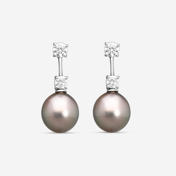 Assael 18K White Gold Diamond & Tahitian Cultured Pearl Drop Earrings E7323 - THE SOLIST