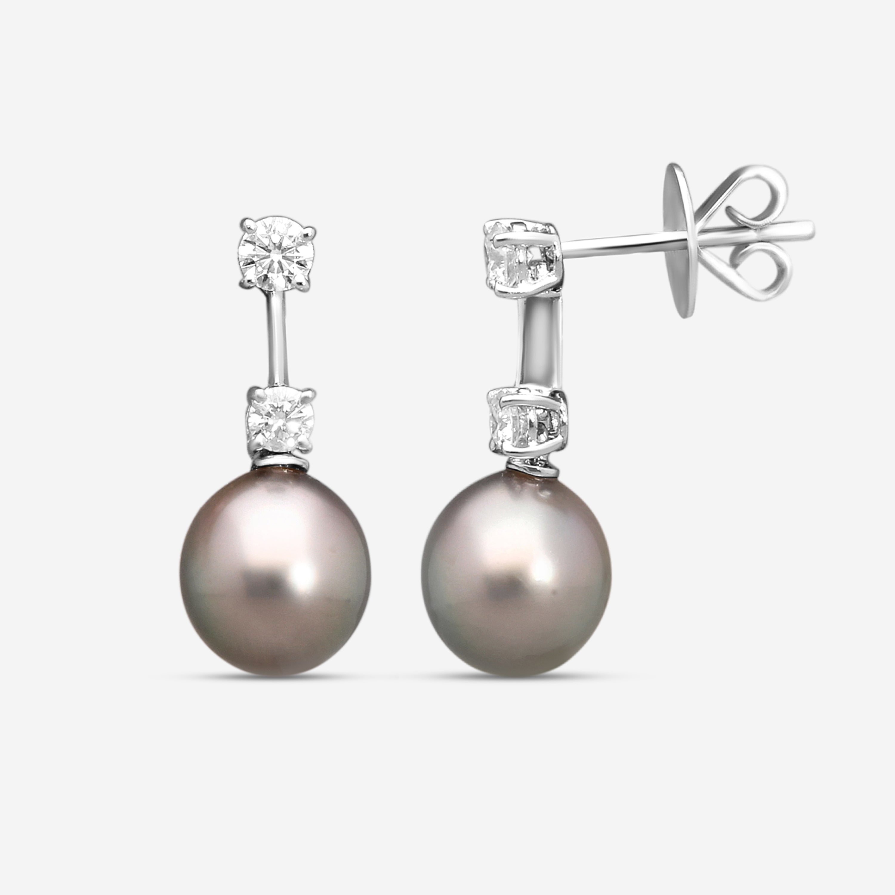 Assael 18K White Gold Diamond & Tahitian Cultured Pearl Drop Earrings E7323 - THE SOLIST