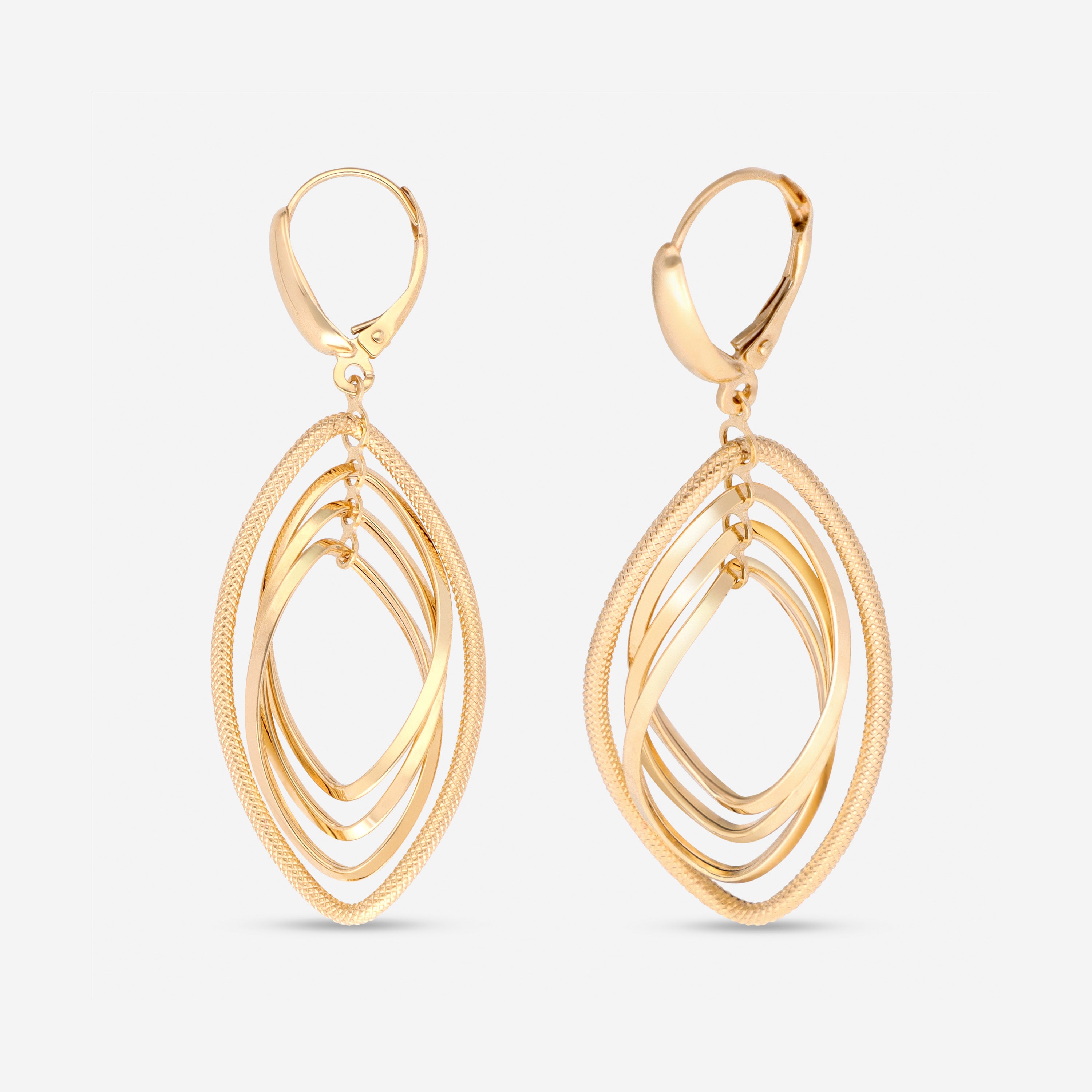 Ina Mar 14K Yellow Gold Four Link Twisted Diamond Shape Dangle Earrings E8634K4Y