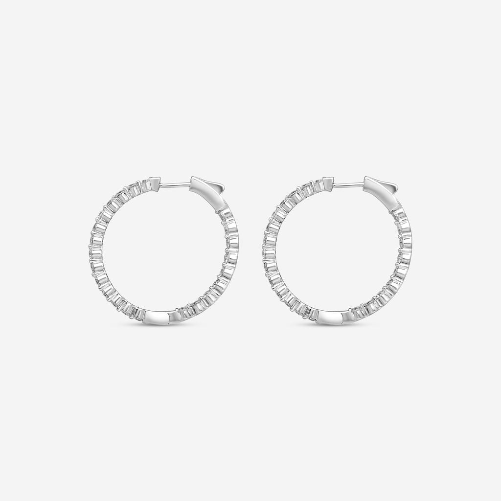 Ina Mar 14K White Gold Diamond Shared Prong Hoop Earrings E1183B-FW-200F - THE SOLIST