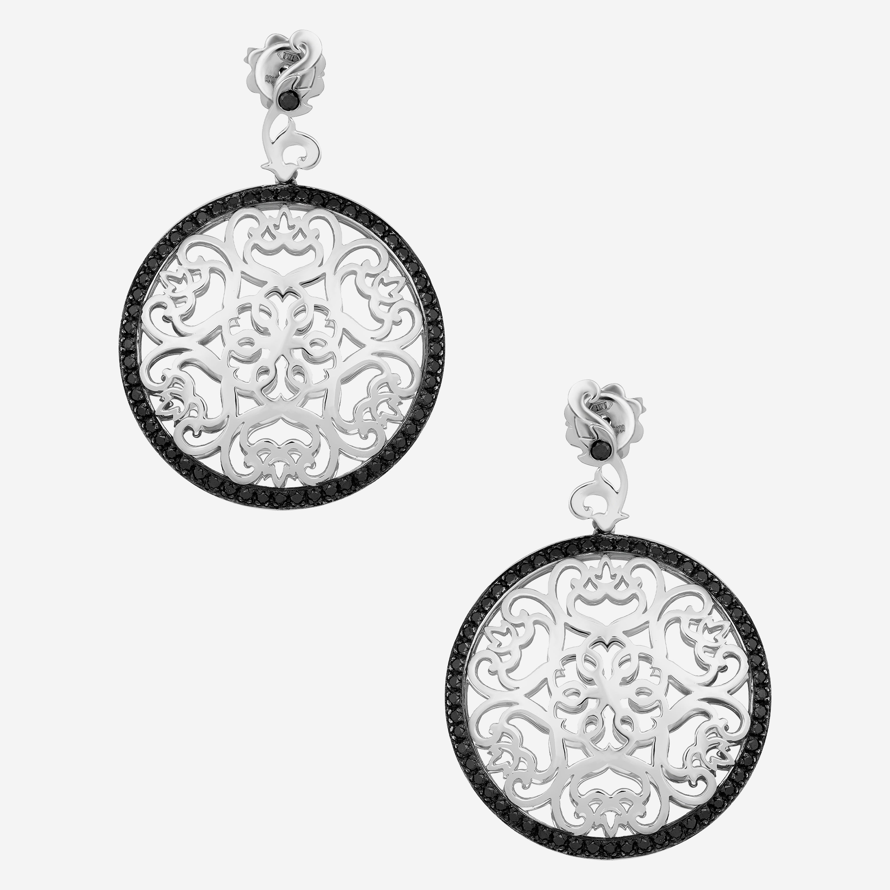 Piero Milano 18K White and Black Gold Diamond Drop Earrings - THE SOLIST