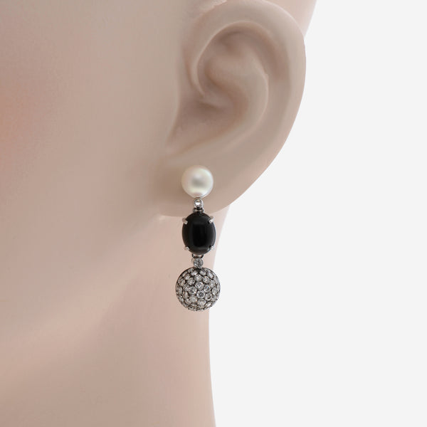 Piero Milano 18K White and Black Gold Diamond 2.52ct. tw. And Pearl Earrings EADM-102548-184 - THE SOLIST