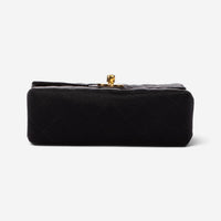 Chanel Classic Mini Timeless Black Satin Canvas Square Flap Bag EAG9064