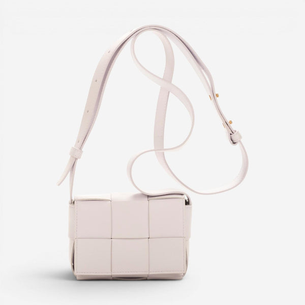 Bottega Veneta Mini Cassette Light Lilac Intrecciato Leather Shoulder Bag EAH021