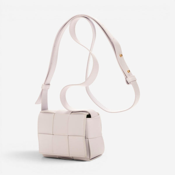 Bottega Veneta Mini Cassette Light Lilac Intrecciato Leather Shoulder Bag EAH021