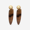 ASSAEL - Golden South Sea Cultured Pearl Pearl & Golden Oak Petrified Wood Earrings, Pair of Round Pearls 10.1 X 10.1mm, 2 PW 47.5 cts (Oregon), 18K YG Posts & Backs, 2.25'L - ECO-GPW00002 - THE SOLIST