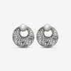 ASSAEL - Grey Jadeite Jackets & Tahitian Natural Color Cultured Pearl Earrings;  Pair of Button Pearls 12.8 x 12.4mm,  Pair of Round Carved Jadeite Discs, 37.5mm (Burma), 18K WG Posts & Jumbo Backs, 1.5'' L - ECO-TJD00004 - THE SOLIST