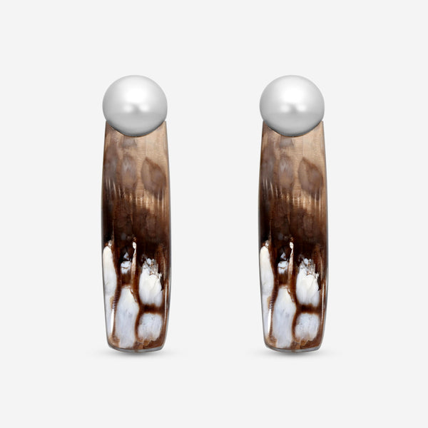 Assael 18K Yellow Gold Pearl & Pertified Wood Clip-On Earrings ECO-TPW00001