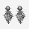 ASSAEL - Black Tourmalinated Quartz & Tahitian Natural Color Cultured Pearl Hinged Earrings; 2 Round Pearls 13.7mm, 2 Shield Black Tourmalinated Quartz w. Trigonal Inclusions 58.64 cts, Platinum w. Post & Backs, 2.0'' L - ECO-TTR00002 - THE SOLIST