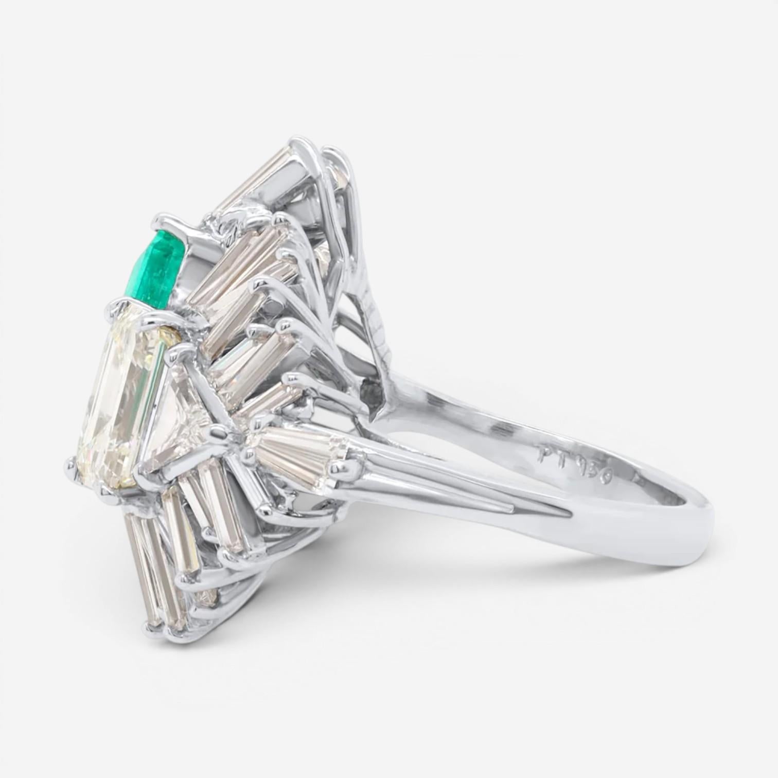 Diana M. Jewels Platinum Emerald & Diamond Statement Ring EDR310