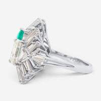 Diana M. Jewels Platinum Emerald & Diamond Statement Ring EDR310