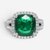 Diana M. Jewels 18K White Gold Emerald & Diamond Statement Ring Sz. 6.5 EDR324