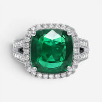 Diana M. Jewels 18K White Gold Emerald & Diamond Statement Ring Sz. 6.5 EDR324