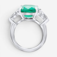 Diana M. Jewels Platinum Emerald & Diamond Statement Ring EDR327