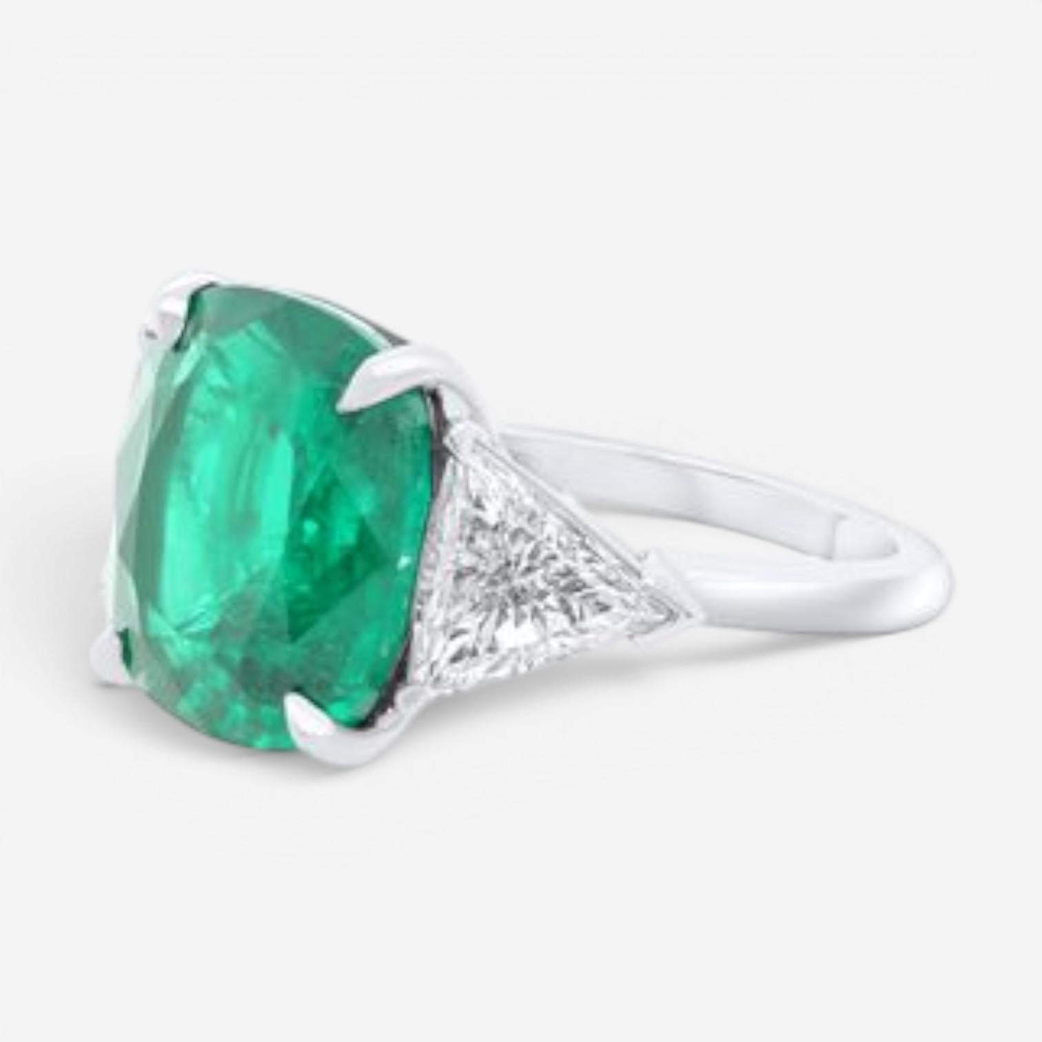 Diana M. Jewels Platinum Emerald & Diamond Statement Ring EDR327