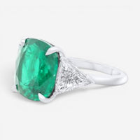 Diana M. Jewels Platinum Emerald & Diamond Statement Ring EDR327