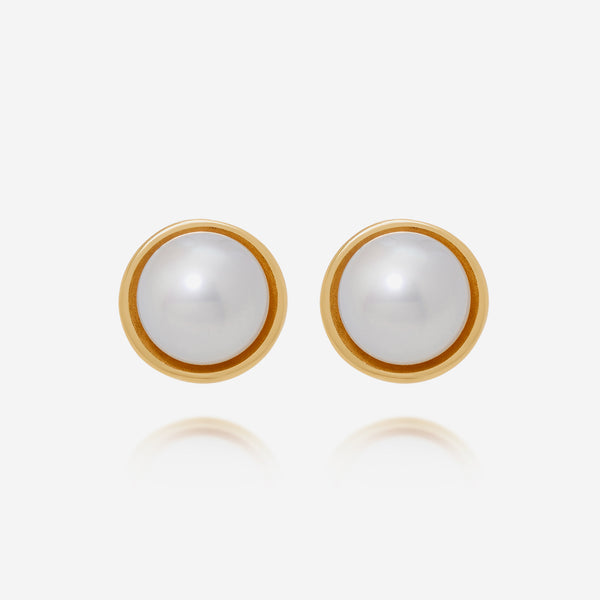 Assael 18K Yellow Gold Japanese Akoya Cultured Pearl 8.5mm - 9mm Stud Earrings EG-HY1.A - THE SOLIST
