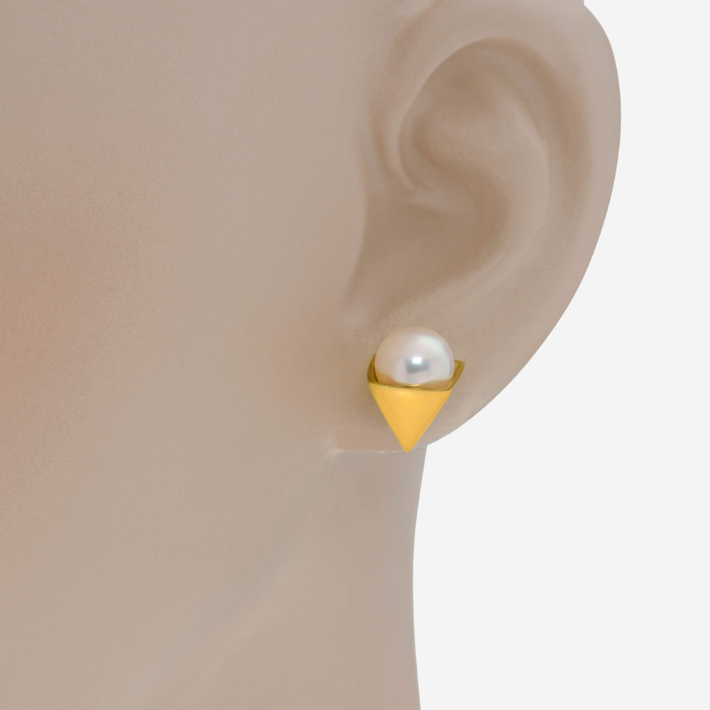 Assael 18K Yellow Gold Japanese Akoya Cultured Pearl Stud Earrings EG-PY1.A - THE SOLIST