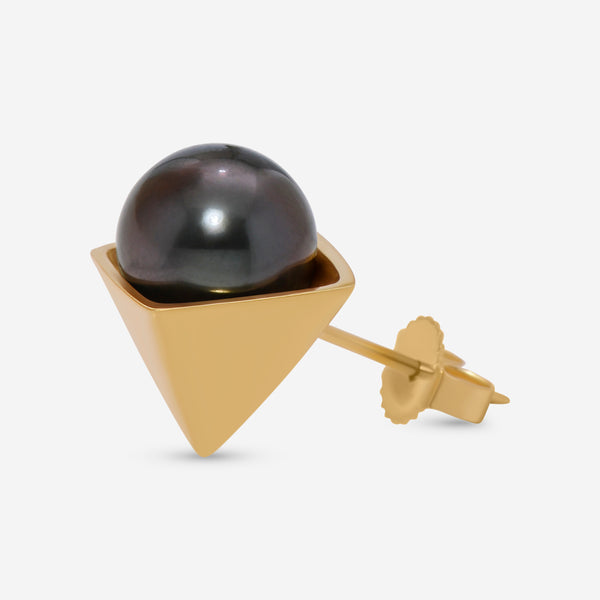 Assael 18K Yellow Gold Tahitian Natural Color Cultured Pearl Mono Stud Earring EG-PYTH-1 - THE SOLIST