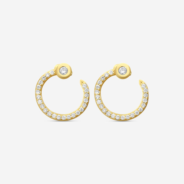 Sydney Evan Pavé 14K Yellow Gold Diamond Nail Hoop Earrings EJP1694-Y