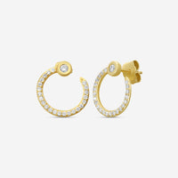 Sydney Evan Pavé 14K Yellow Gold Diamond Nail Hoop Earrings EJP1694-Y