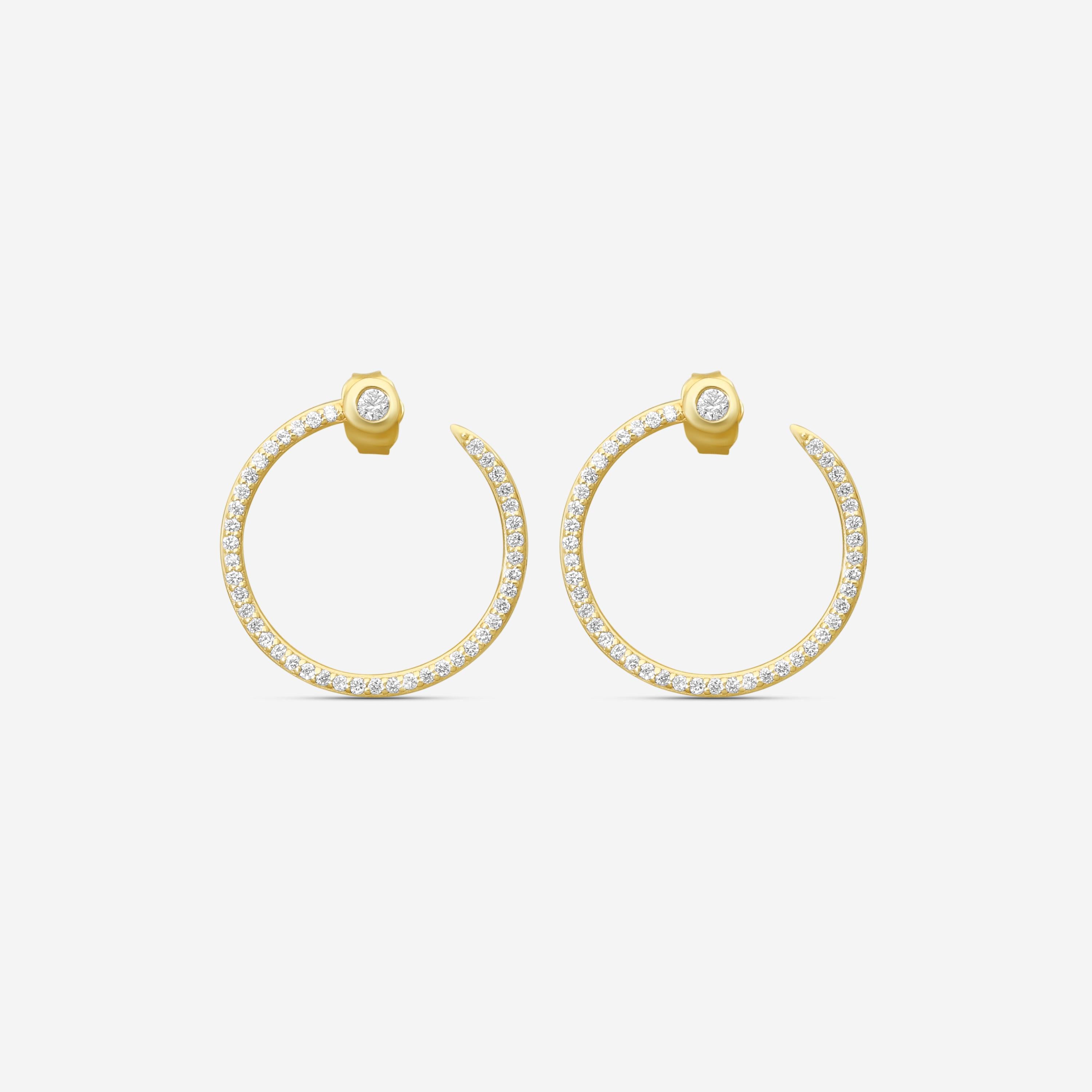 Sydney Evan Nail 14K Yellow Gold Pavé Diamond Hoop Earrings EJP1697-Y