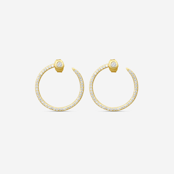 Sydney Evan Nail 14K Yellow Gold Pavé Diamond Hoop Earrings EJP1697-Y - THE SOLIST