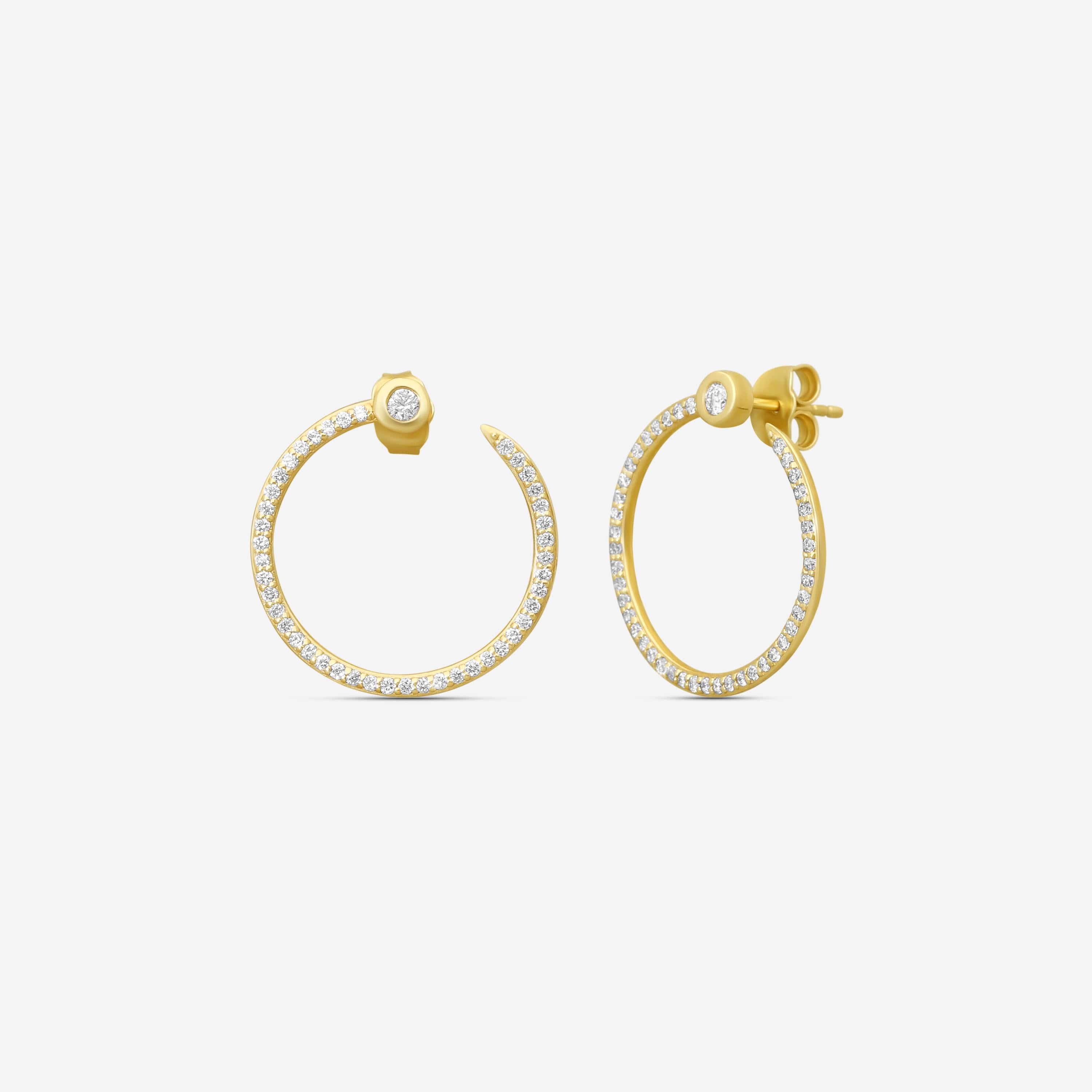 Sydney Evan Nail 14K Yellow Gold Pavé Diamond Hoop Earrings EJP1697-Y
