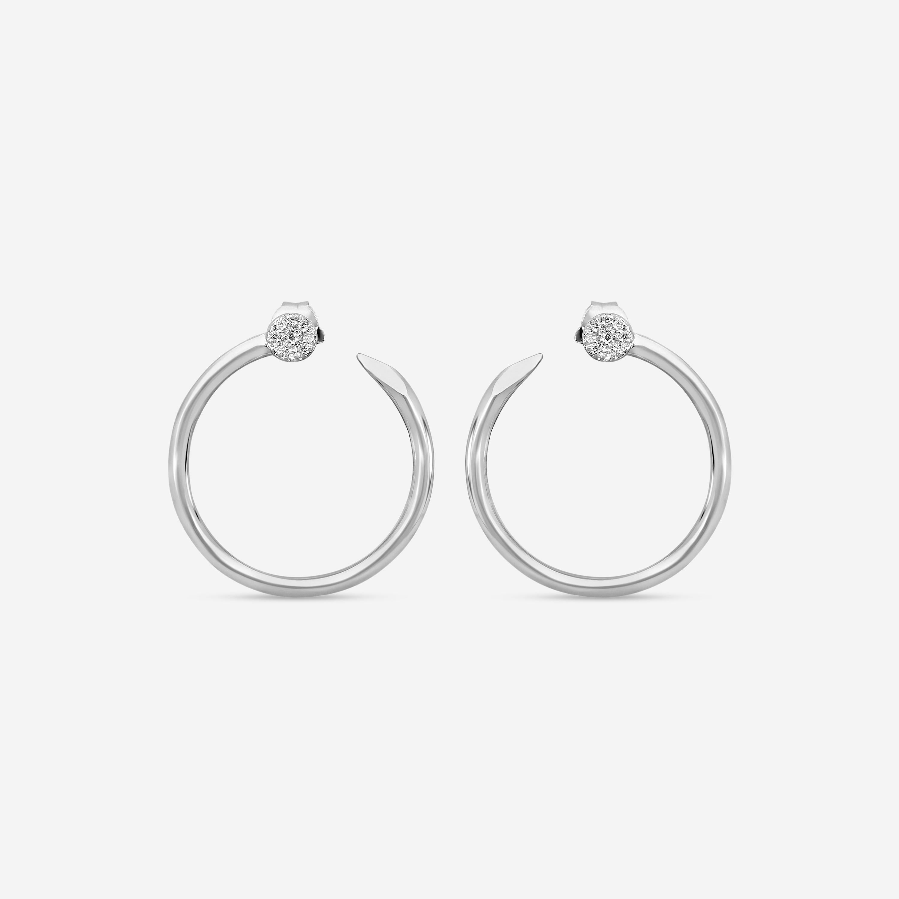 Sydney Evan Pavé 14K White Gold Diamond Nail Hoop Earrings EJP1711-W