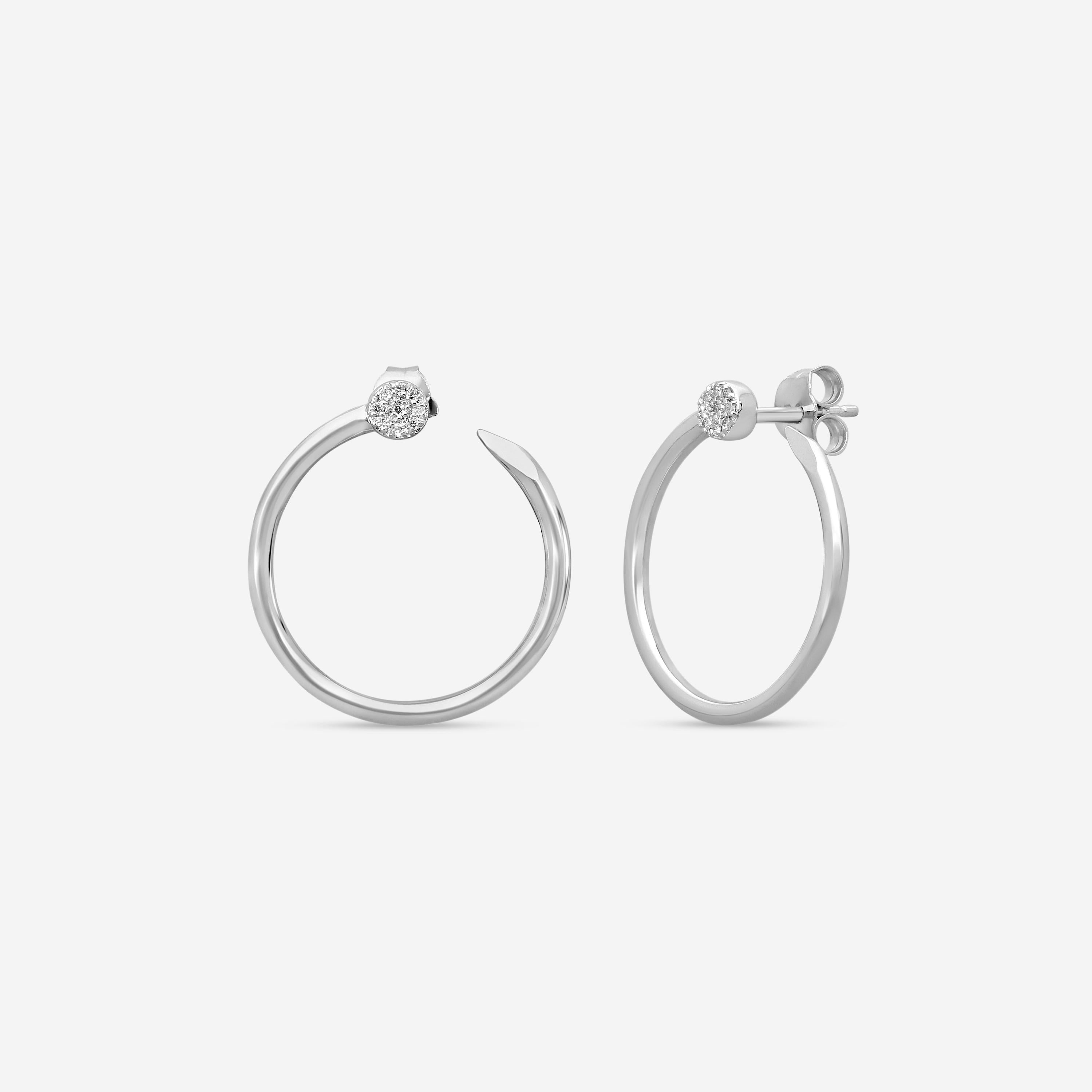 Sydney Evan Pavé 14K White Gold Diamond Nail Hoop Earrings EJP1711-W