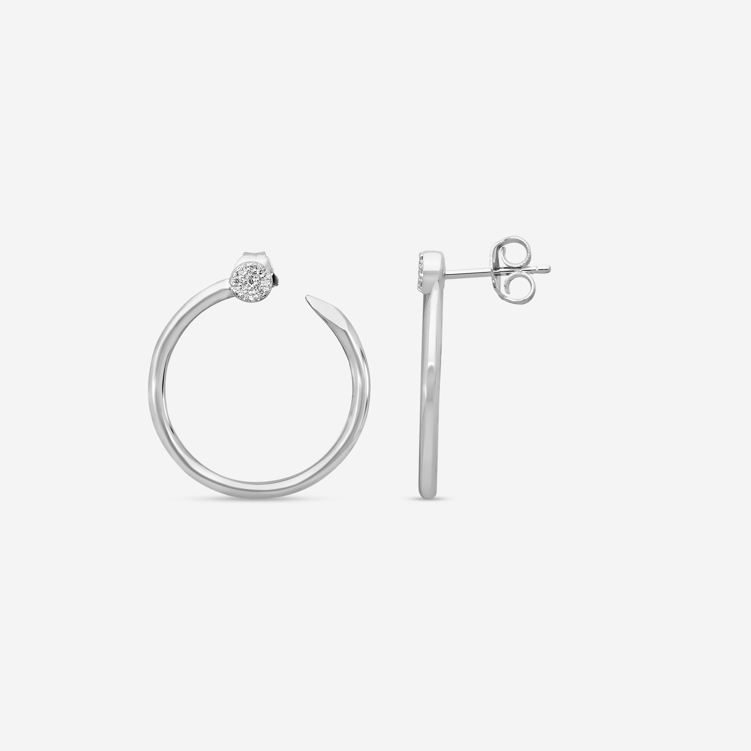Sydney Evan Pavé 14K White Gold Diamond Nail Hoop Earrings EJP1711-W