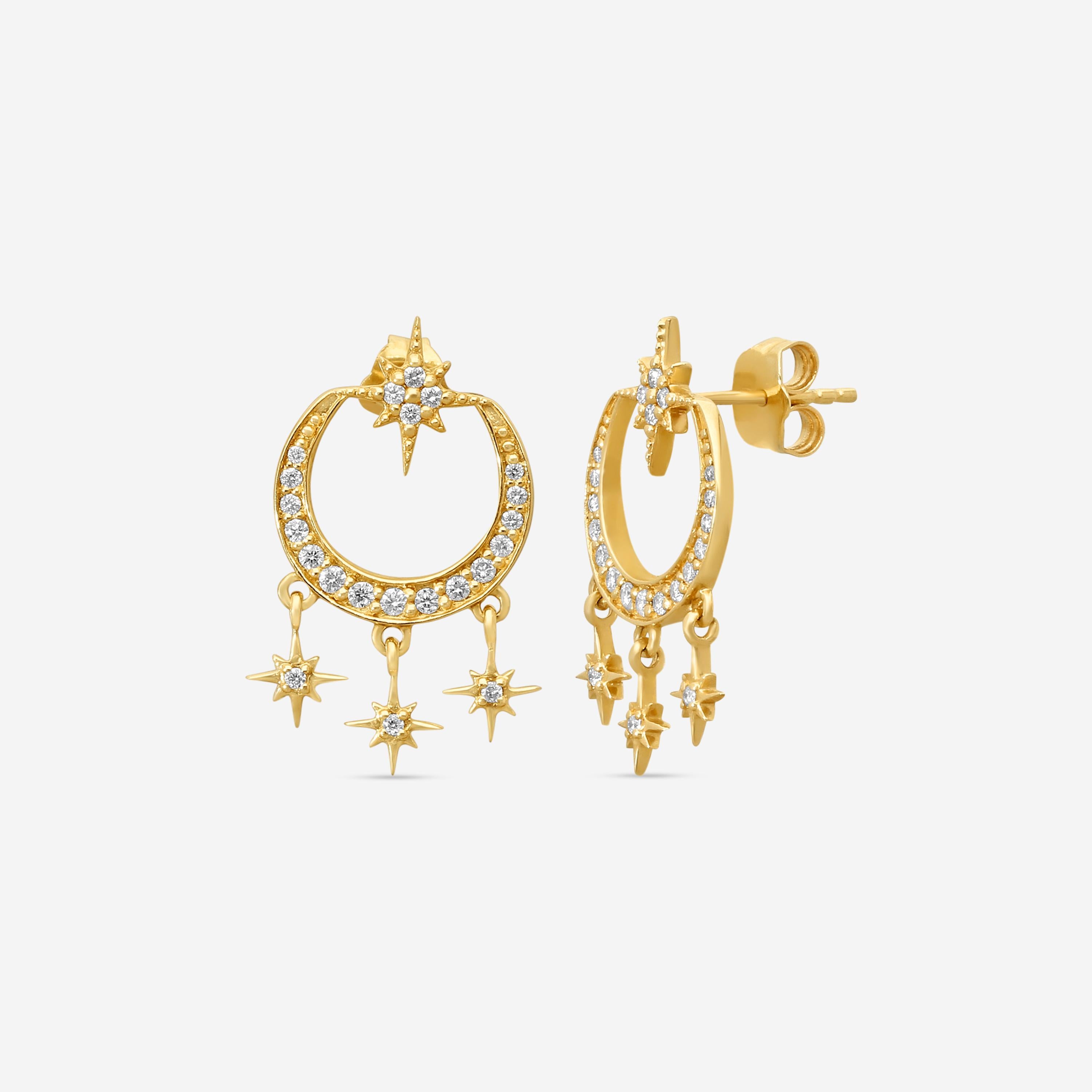 Sydney Evan Starburst 14K Yellow Gold Diamond Chandelier Earrings EJP1777-Y