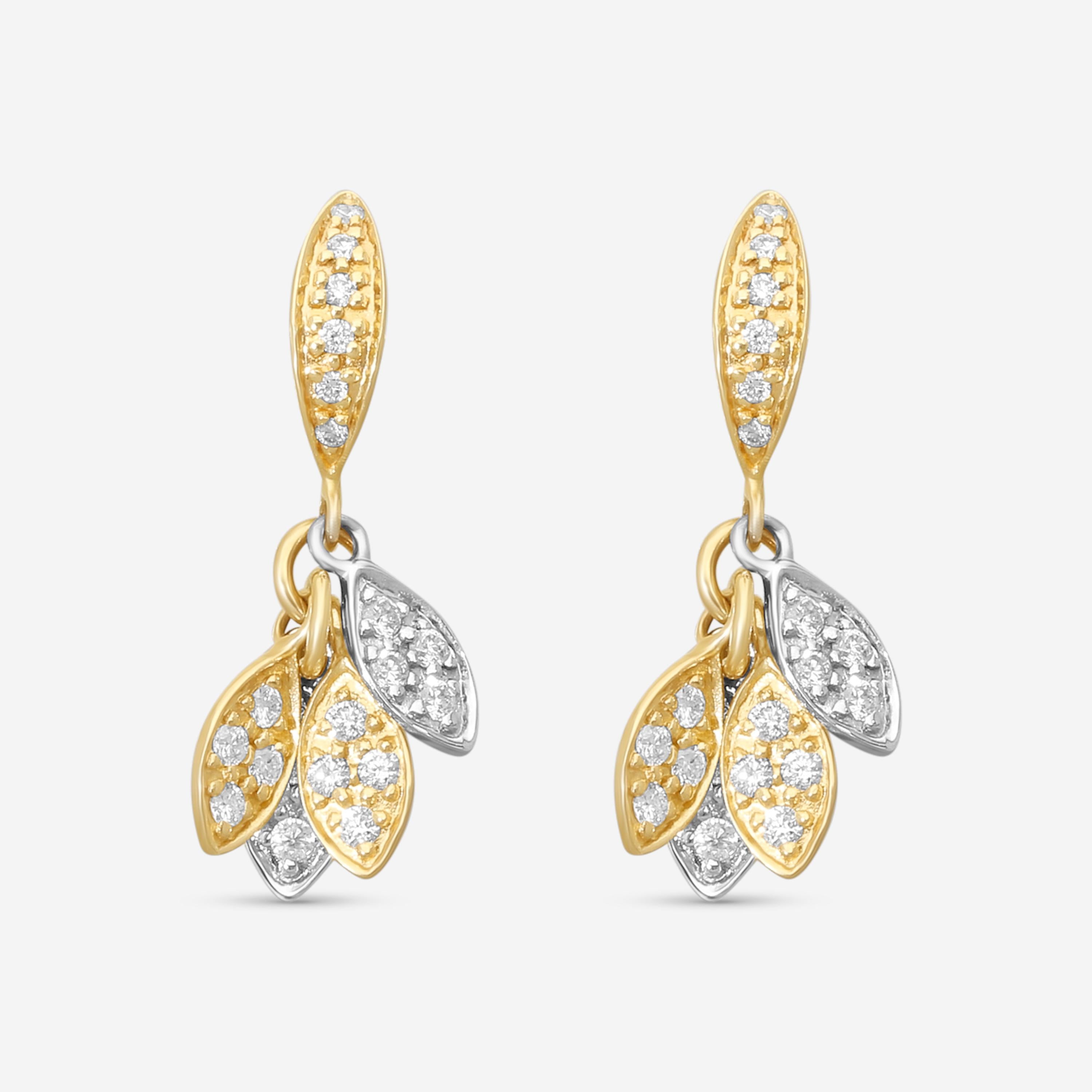 Sydney Evan Small Leaflet 14K Yellow Gold Diamond Drop Earrings EJP1796-YW