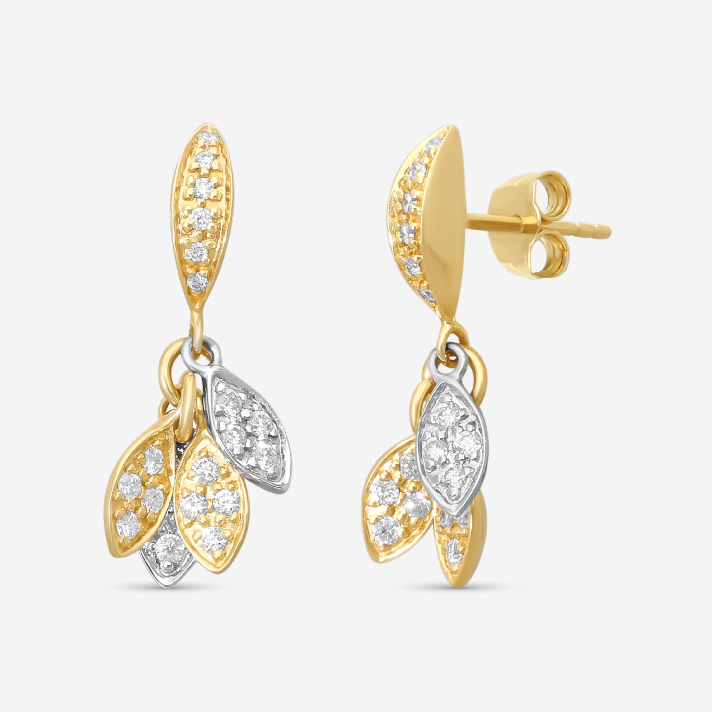 Sydney Evan Small Leaflet 14K Yellow Gold Diamond Drop Earrings EJP1796-YW