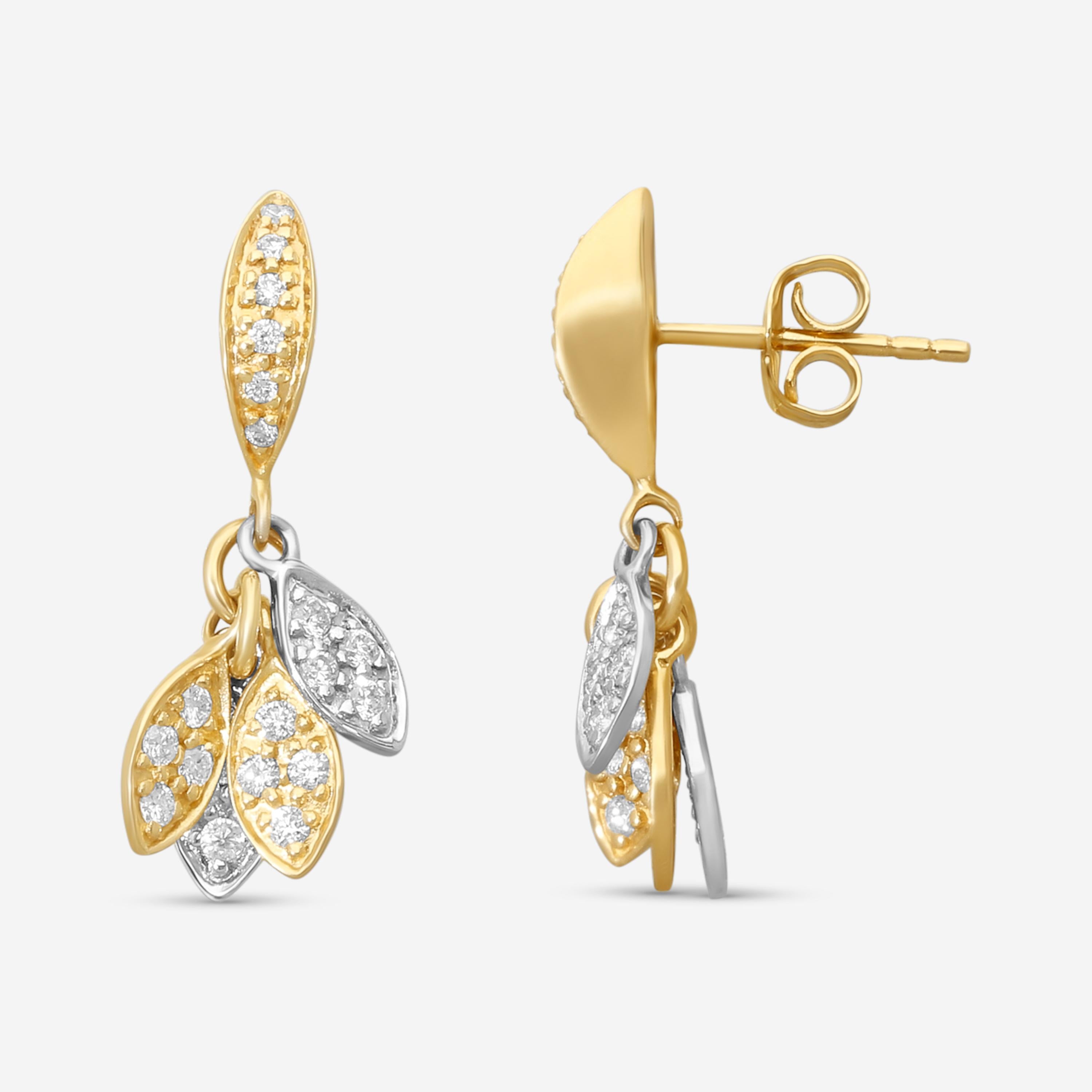 Sydney Evan Small Leaflet 14K Yellow Gold Diamond Drop Earrings EJP1796-YW