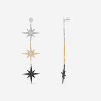 Sydney Evan Triple Starburst 14K White & Yellow & Black Gold Diamond Drop Earrings EJP1903BLK-WYB