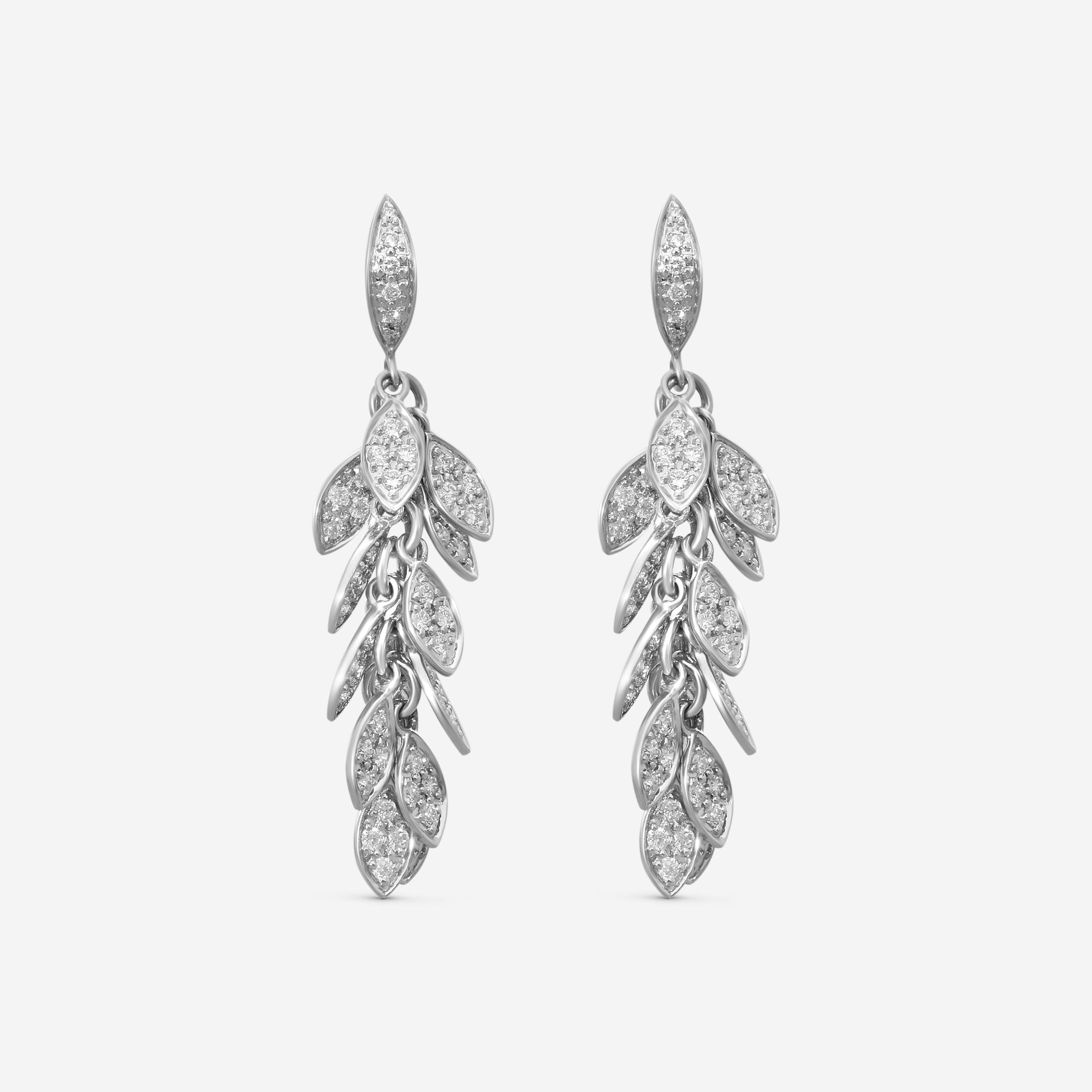 Sydney Evan Medium Leaflet 14K White Gold Diamond Drop Earrings EJP2053-W