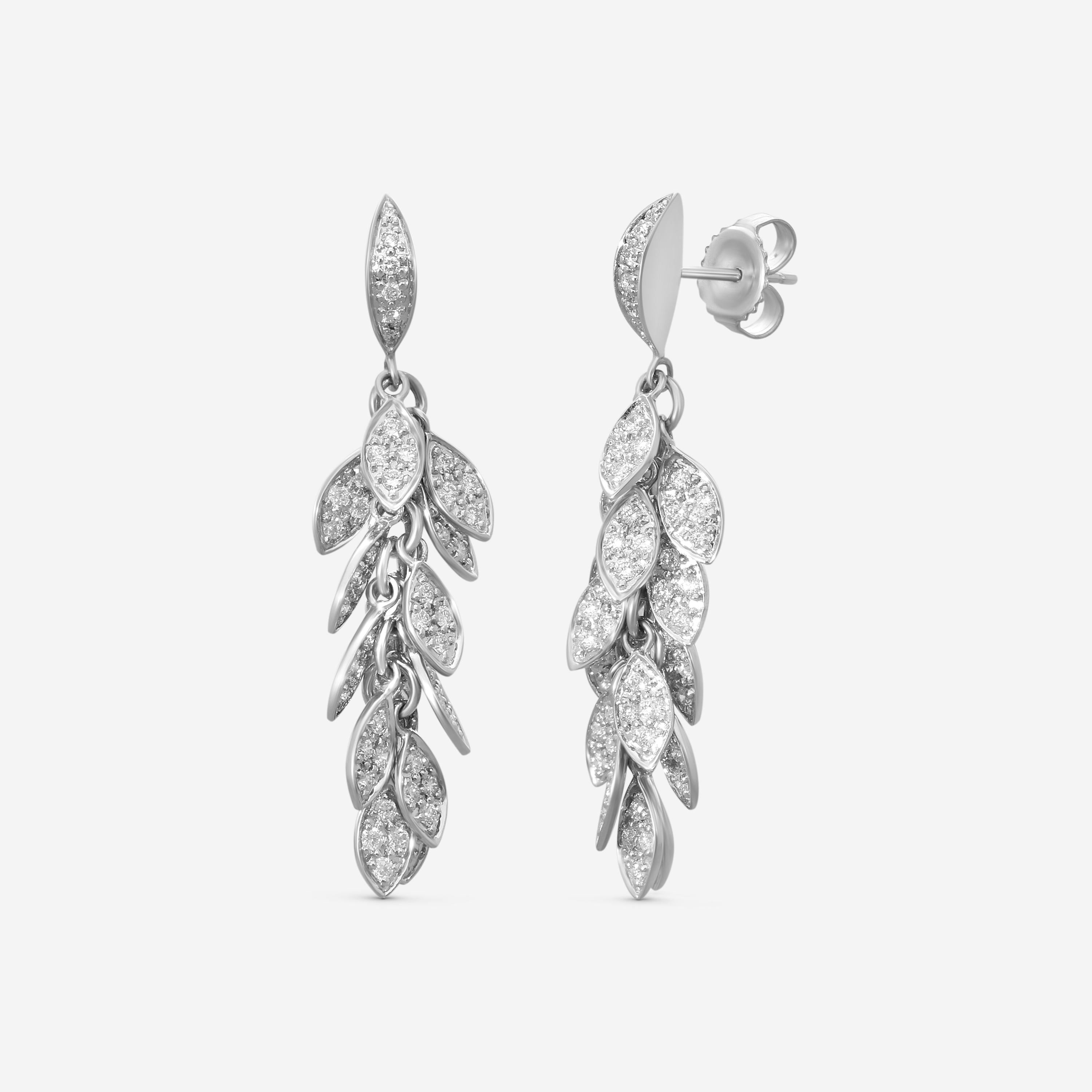 Sydney Evan Medium Leaflet 14K White Gold Diamond Drop Earrings EJP2053-W