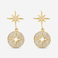 Sydney Evan 14K Yellow Gold Diamond Starburst Medallion Drop Earrings EJP2063-Y
