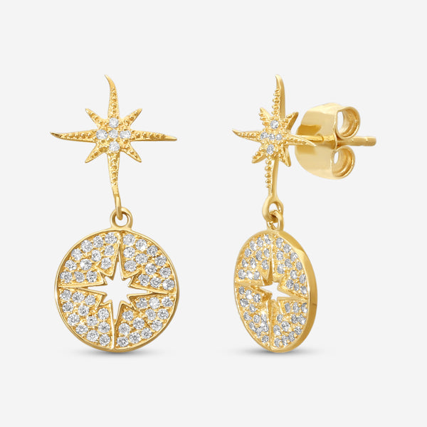 Sydney Evan 14K Yellow Gold Diamond Starburst Medallion Drop Earrings EJP2063-Y