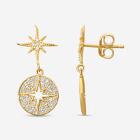 Sydney Evan 14K Yellow Gold Diamond Starburst Medallion Drop Earrings EJP2063-Y