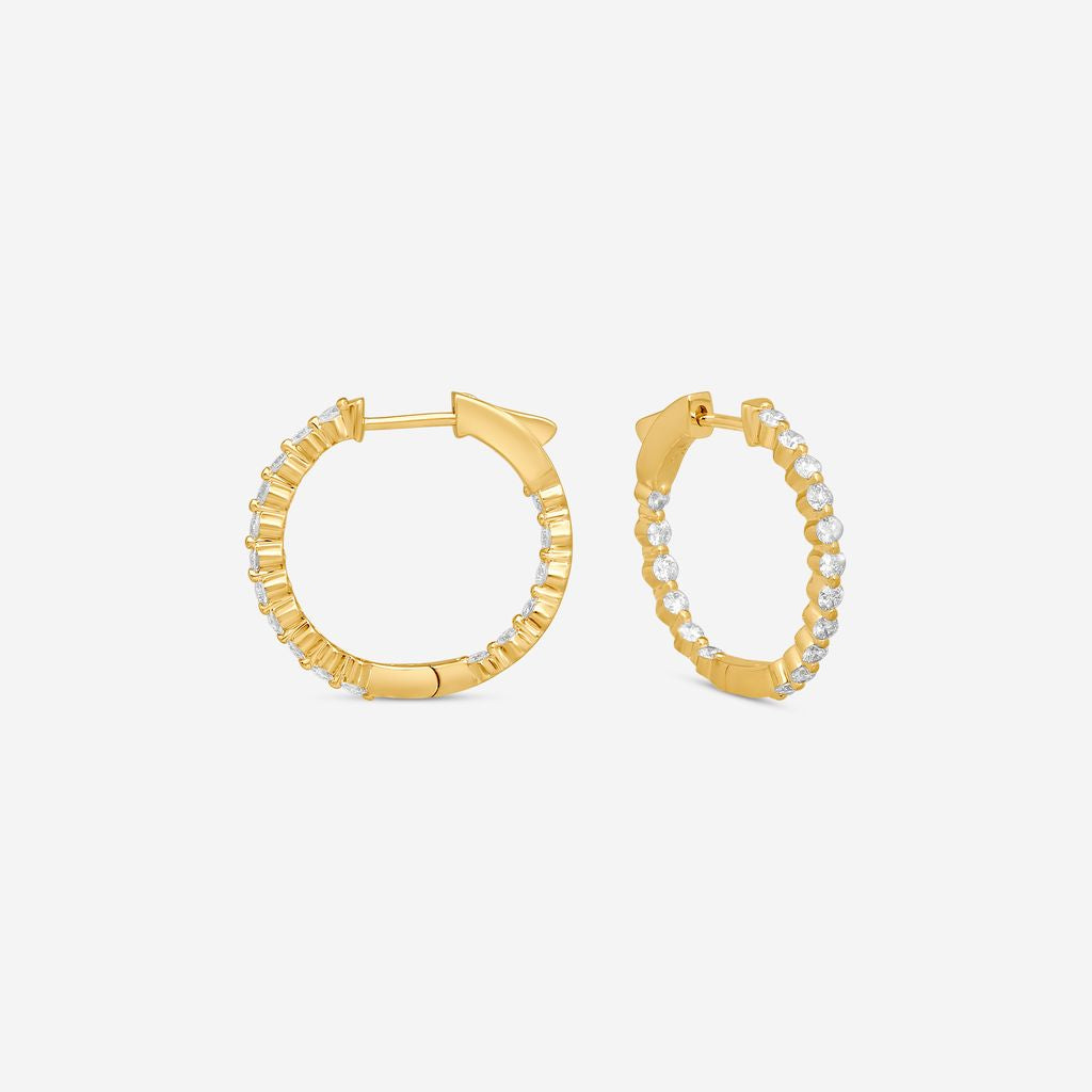 Ina Mar 14K Yellow Gold Diamond Shared Prong Hoop Earrings E1183A-FY-100F - THE SOLIST