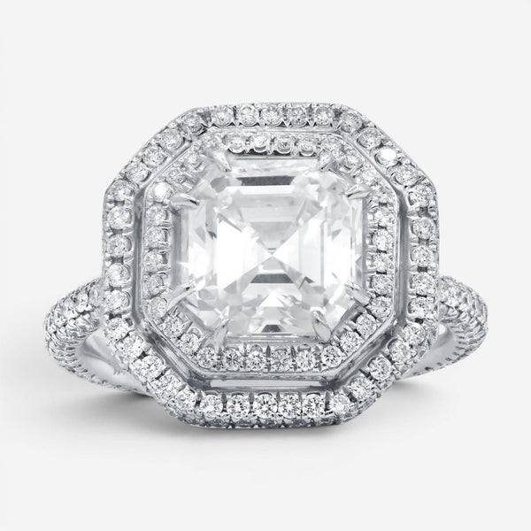 Diana M. Jewels Double Halo Platinum Diamond Engagement Ring Sz. 6 EM344