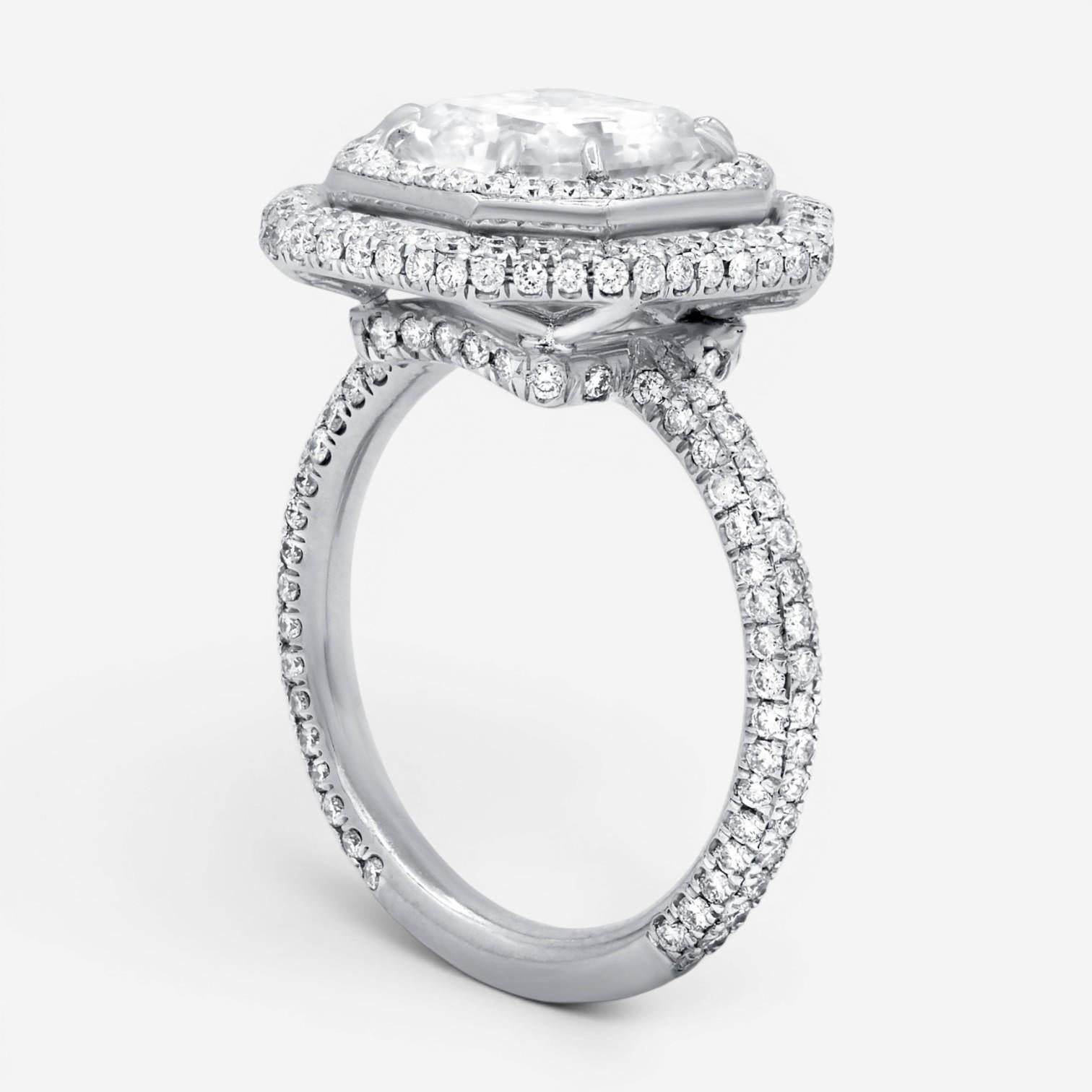 Diana M. Jewels Double Halo Platinum Diamond Engagement Ring Sz. 6 EM344