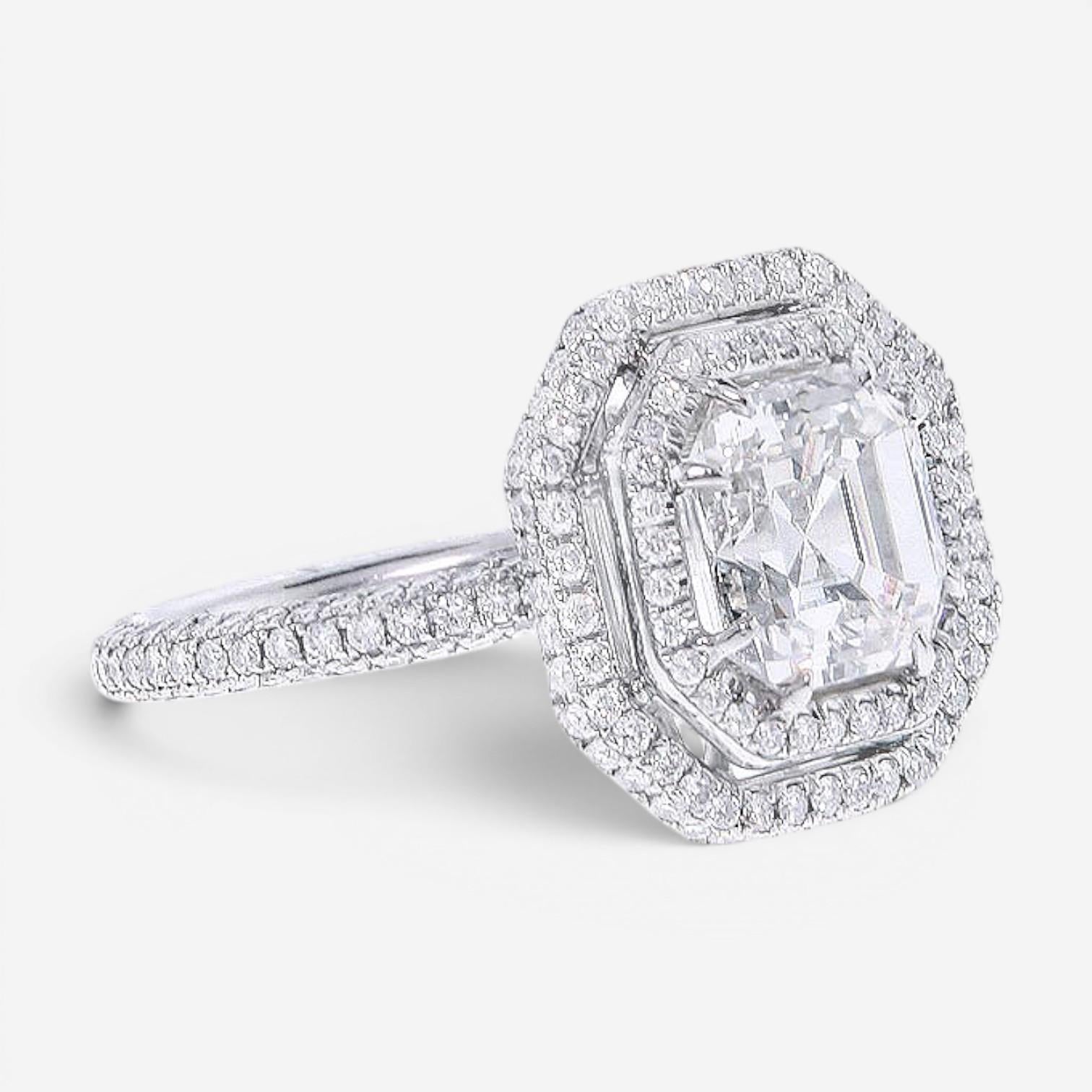 Diana M. Jewels Double Halo Platinum Diamond Engagement Ring Sz. 6 EM344